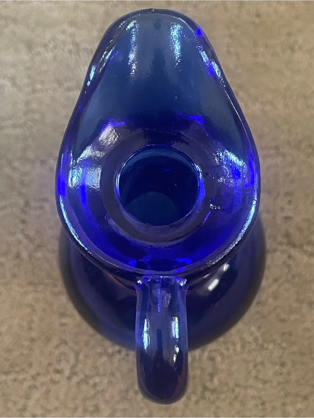 Cobalt Blue Glass Vase with Gold Floral Motif